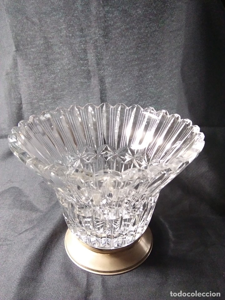Antig&uuml;edades: JARR&Oacute;N DE CRISTAL TALLADO. BASE DE PLATA. - Foto 2