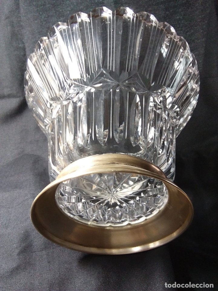 Antig&uuml;edades: JARR&Oacute;N DE CRISTAL TALLADO. BASE DE PLATA. - Foto 4