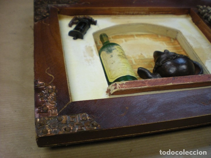 Antig&uuml;edades: BODEGON HECHO EN MADERA PARA COLGAR 40X30CM - Foto 5