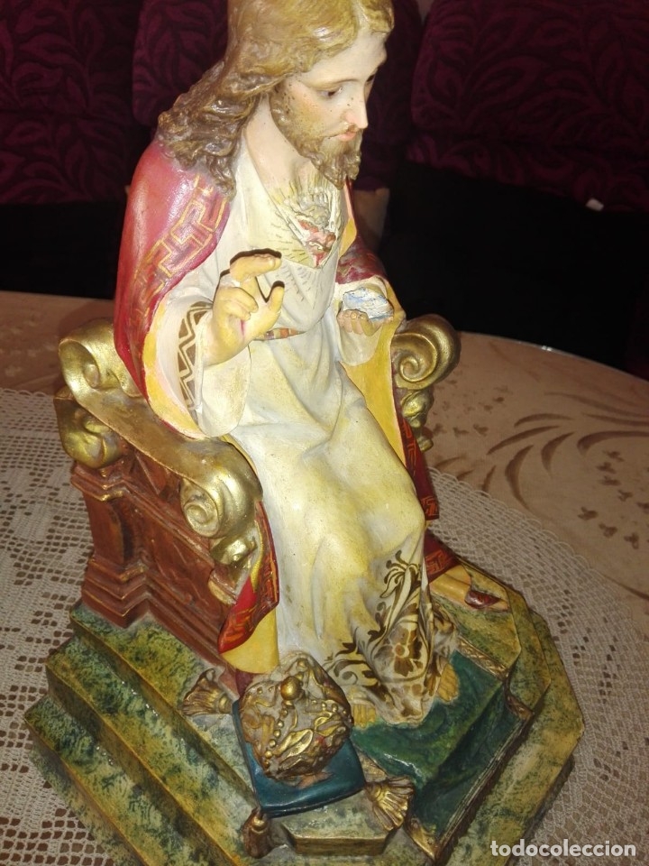 Antig&uuml;edades: cristo rey pasta madera antiguo tipo olot - Foto 6