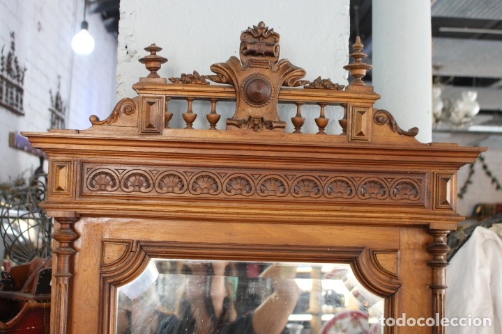Antig&uuml;edades: C&oacute;moda con espejo realizada en Roble , siglo XIX. - Foto 7