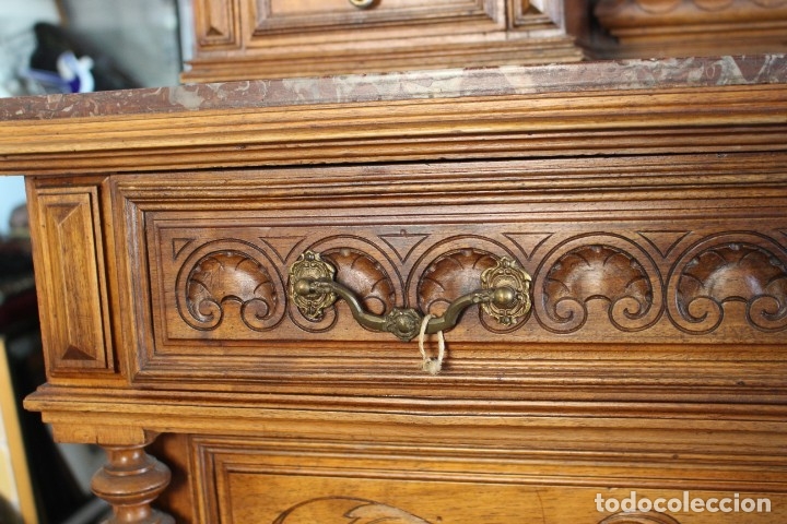 Antig&uuml;edades: C&oacute;moda con espejo realizada en Roble , siglo XIX. - Foto 10