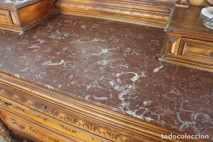 Antig&uuml;edades: C&oacute;moda con espejo realizada en Roble , siglo XIX. - Foto 23