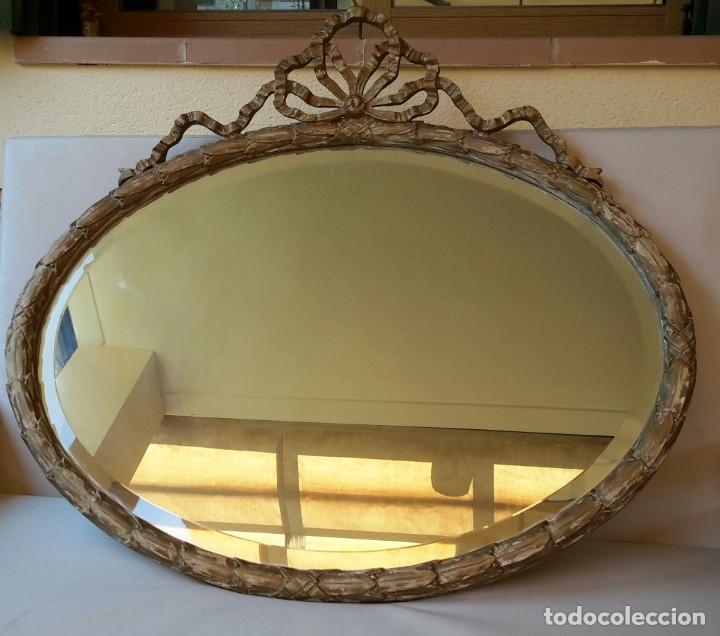 Antig&uuml;edades: Espejo de madera policromada antiguo - Foto 1