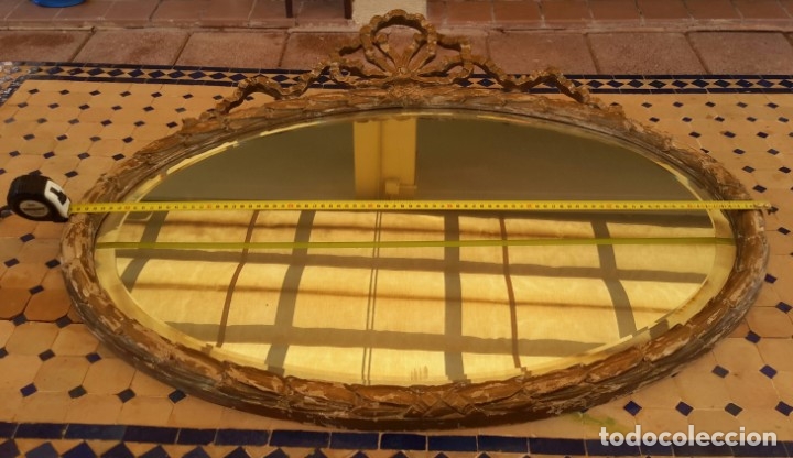 Antig&uuml;edades: Espejo de madera policromada antiguo - Foto 3
