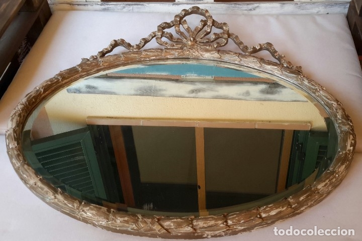 Antig&uuml;edades: Espejo de madera policromada antiguo - Foto 4
