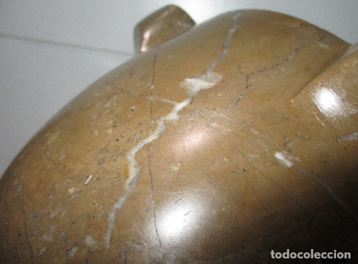 Antig&uuml;edades: Antiguo mortero o almirez, m&aacute;rmol marr&oacute;n - Foto 9