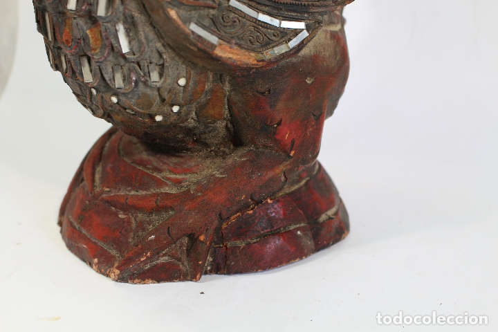 Antig&uuml;edades: cisne en madera con cristales - Foto 2