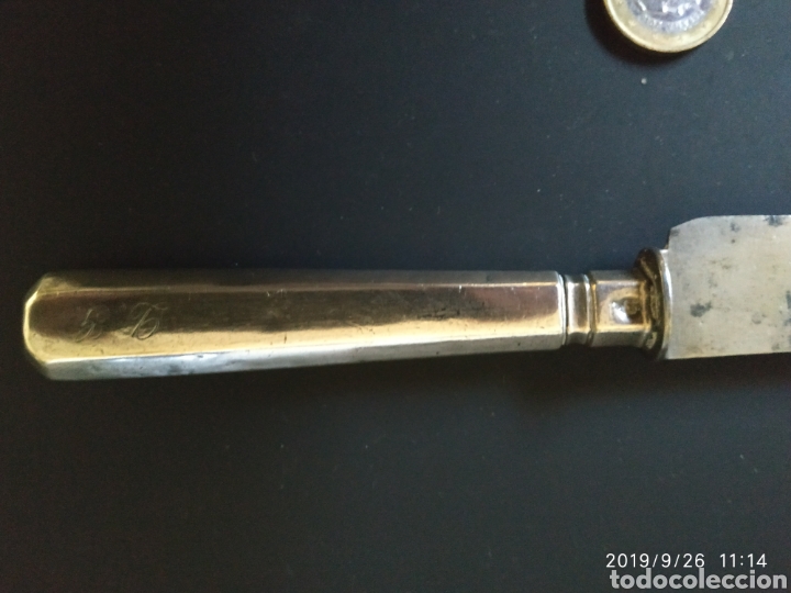 Antig&uuml;edades: Antiguo cuchillo de comida con mango de plata ,creo - Foto 3