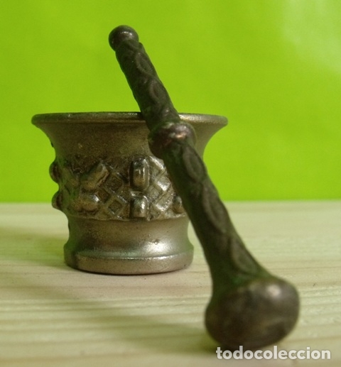 Antig&uuml;edades: Peque&ntilde;o Almirez Mortero con Maja - Foto 3