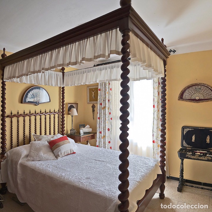 Antig&uuml;edades: Cama de caoba estilo mallorqu&iacute;n con dosel - Foto 2