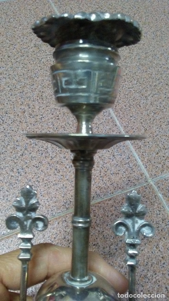 Antig&uuml;edades: CANDELABRO ANTIGUO DE PLATA MENESES - Foto 3