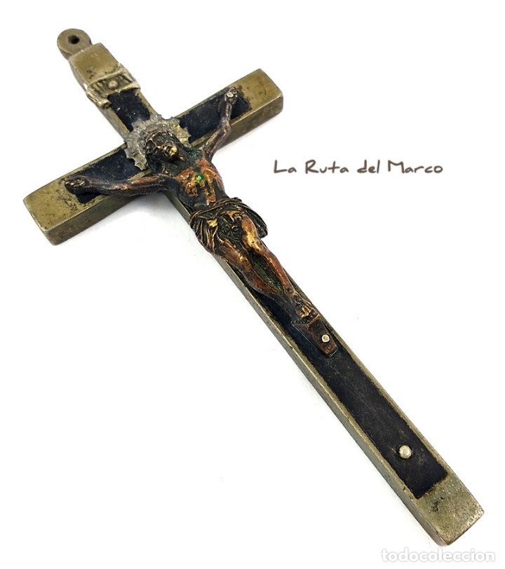 cruz de madera y bronce remachada - de fraile o - Comprar Cruces