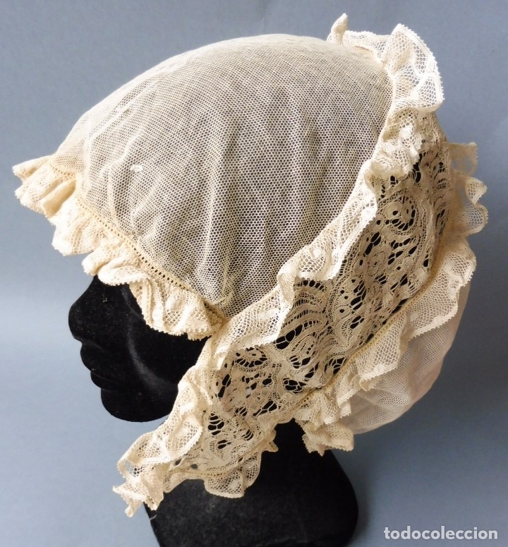Antig&uuml;edades: ANTIGUO GORRO DE ENCAJE  PPIO.S.XX - Foto 1