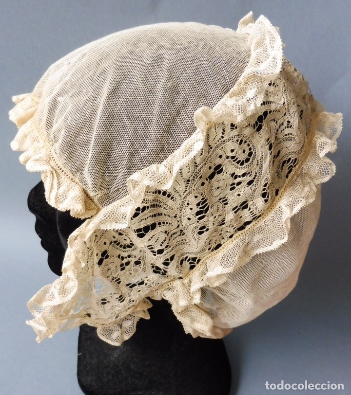 Antig&uuml;edades: ANTIGUO GORRO DE ENCAJE  PPIO.S.XX - Foto 2