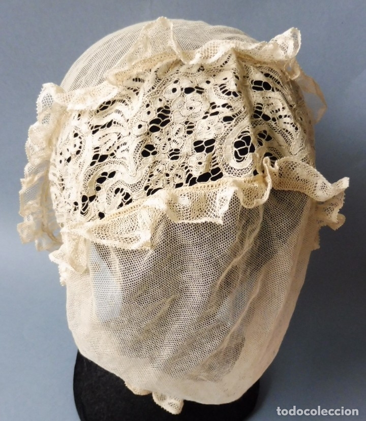 Antig&uuml;edades: ANTIGUO GORRO DE ENCAJE  PPIO.S.XX - Foto 4