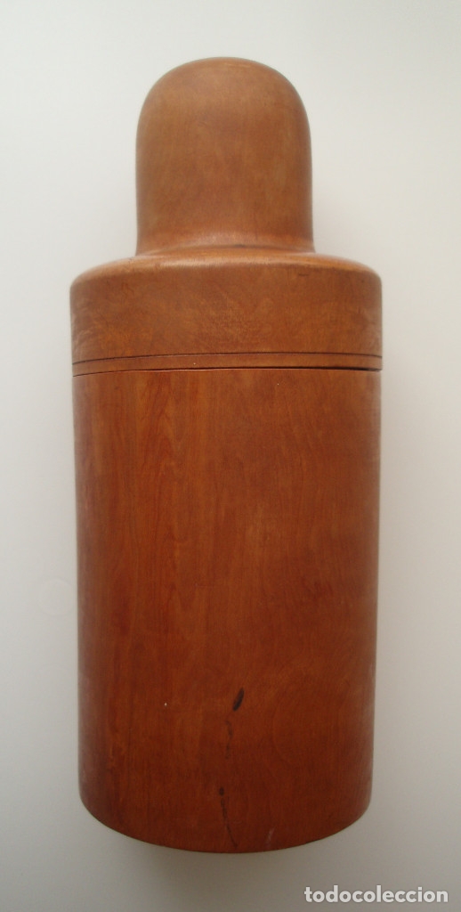 Antiquit&eacute;s: ANTIGUA CAJA, FUNDA O CARCASA DE MADERA. PARA TRANSPORTAR BOTELLA DE PERFUME, MEDICINA, ETC.
