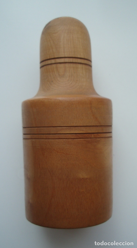 Antiquit&eacute;s: ANTIGUA CAJA, FUNDA O CARCASA DE MADERA. PARA TRANSPORTAR BOTELLA DE PERFUME, MEDICINA, ETC.