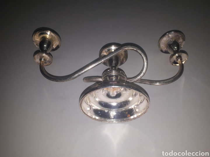 Antig&uuml;edades: Candelabro de 3 velas color plateado - Foto 4