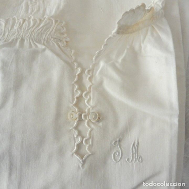 Antig&uuml;edades: ANTIGUO CAMIS&Oacute;N DE ALGOD&Oacute;N CON BORDADOS S.XIX - Foto 4