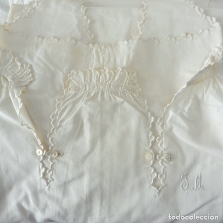 Antig&uuml;edades: ANTIGUO CAMIS&Oacute;N DE ALGOD&Oacute;N CON BORDADOS S.XIX - Foto 2