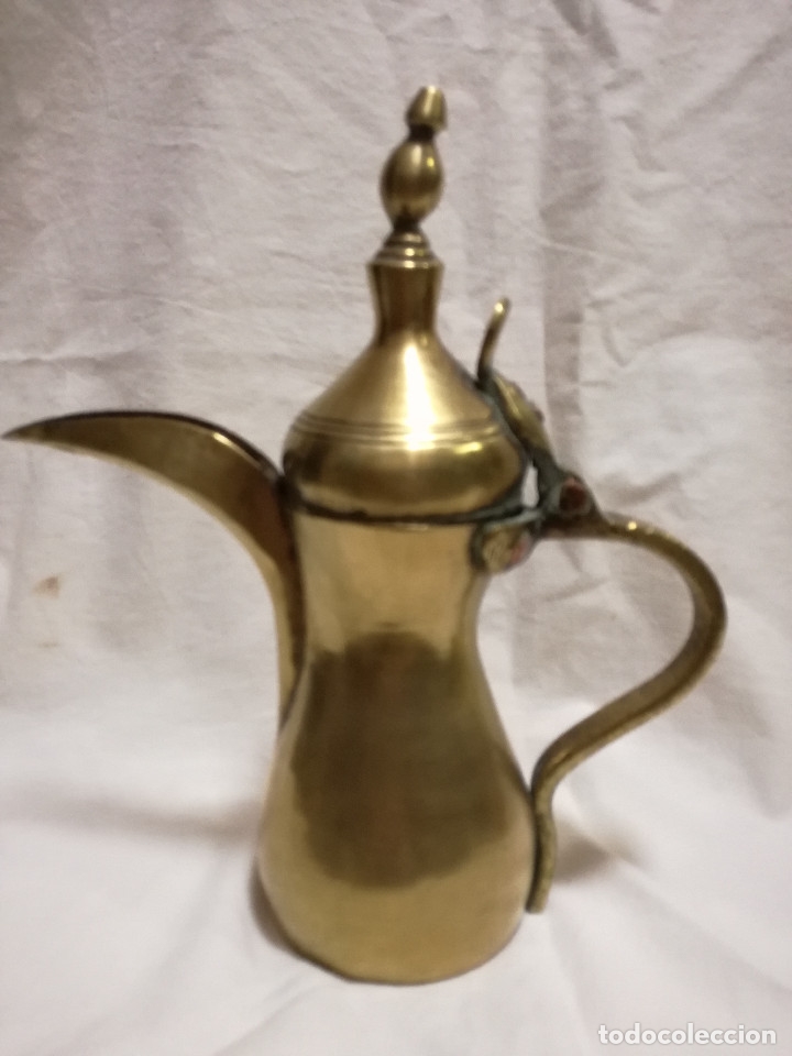 Antig&uuml;edades: 2 CAFETERA / TETERA ARABE DALLAH DE BRONCE / LATON - CON SELLOS - Foto 6