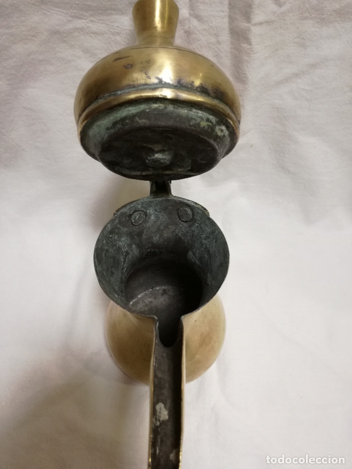 Antig&uuml;edades: 2 CAFETERA / TETERA ARABE DALLAH DE BRONCE / LATON - CON SELLOS - Foto 8