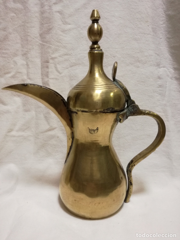 Antig&uuml;edades: 2 CAFETERA / TETERA ARABE DALLAH DE BRONCE / LATON - CON SELLOS - Foto 12
