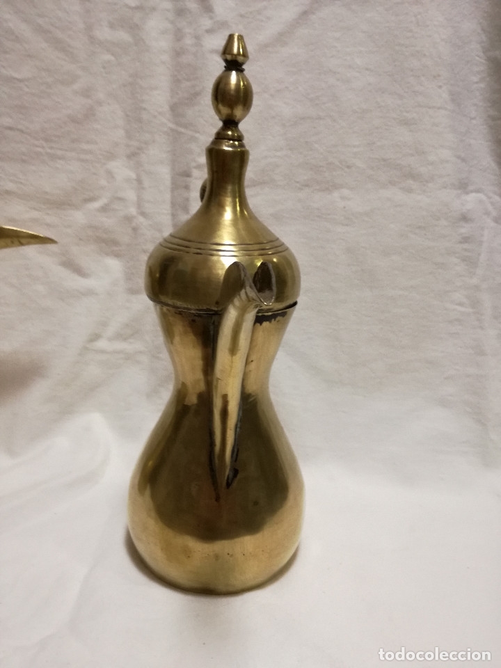Antig&uuml;edades: 2 CAFETERA / TETERA ARABE DALLAH DE BRONCE / LATON - CON SELLOS - Foto 19