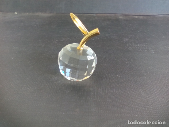 Antiquit&auml;ten: FRUTA, MANZANA. MINIATURA DE CRISTAL, CON DETALLES DORADOS, DECORACI&Oacute;N, CASA MU&Ntilde;ECAS...