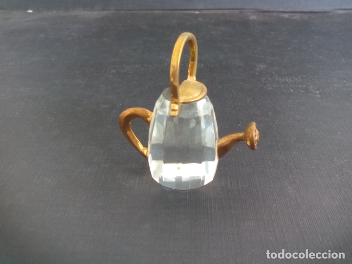 Antiquit&auml;ten: REGADERA. MINIATURA DE CRISTAL, CON DETALLES DORADOS, DECORACI&Oacute;N, CASA MU&Ntilde;ECAS...