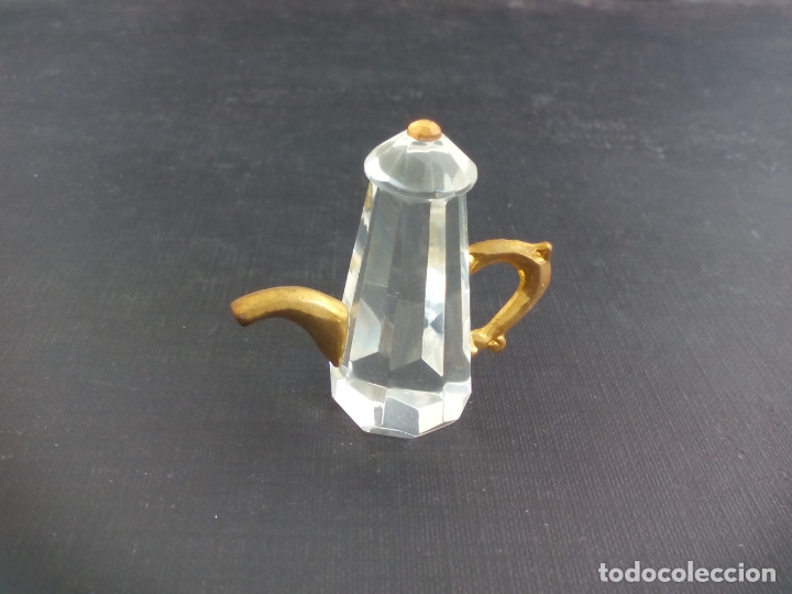 Antiquit&auml;ten: TETERA O CAFETERA. MINIATURA DE CRISTAL, CON DETALLES DORADOS, DECORACI&Oacute;N, CASA MU&Ntilde;ECAS...