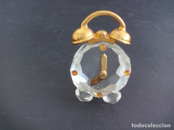 Antiquit&auml;ten: RELOJ DESPERTADOR, MINIATURA DE CRISTAL, CON DETALLES DORADOS, DECORACI&Oacute;N, CASA MU&Ntilde;ECAS..