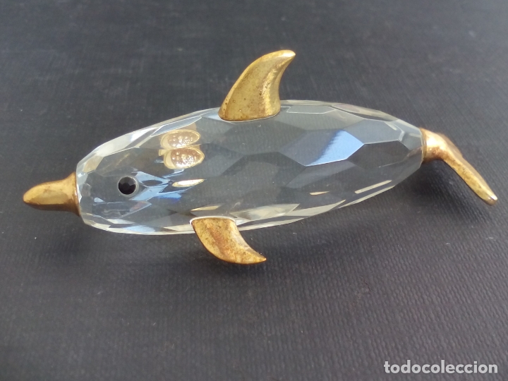 Antiquit&auml;ten: DELFIN, MINIATURA DE CRISTAL, CON DETALLES DORADOS, DECORACI&Oacute;N, CASA MU&Ntilde;ECAS..