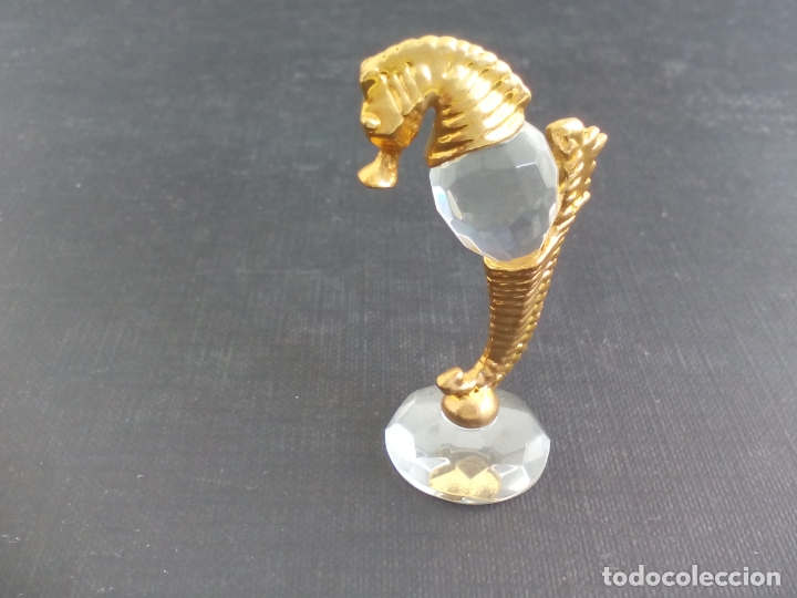 Antiquit&auml;ten: CABALLITO DE MAR, MINIATURA DE CRISTAL, CON DETALLES DORADOS, DECORACI&Oacute;N, CASA MU&Ntilde;ECAS..