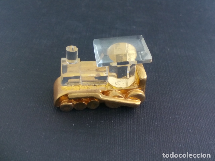 Antiquit&auml;ten: LOCOMOTORA DE TREN, MINIATURA DE CRISTAL, CON DETALLES DORADOS, DECORACI&Oacute;N, CASA MU&Ntilde;ECAS..