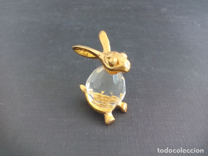Antiquit&auml;ten: CONEJO, MINIATURA DE CRISTAL, CON DETALLES DORADOS, DECORACI&Oacute;N, CASA MU&Ntilde;ECAS..