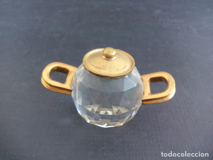 Antiquit&auml;ten: OLLA DE COCINA, MINIATURA DE CRISTAL, CON DETALLES DORADOS, DECORACI&Oacute;N, CASA MU&Ntilde;ECAS..