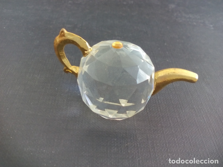 Antiquit&auml;ten: TETERA, MINIATURA DE CRISTAL, CON DETALLES DORADOS, DECORACI&Oacute;N, CASA MU&Ntilde;ECAS..