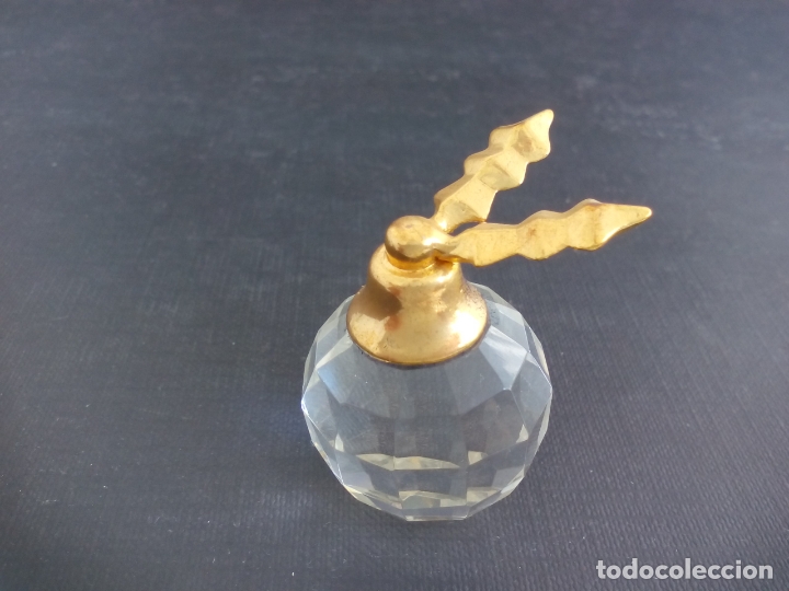 Antiques: BOTE O TARRO DE PERFUME ?, MINIATURA DE CRISTAL, CON DETALLES DORADOS, DECORACI&Oacute;N, CASA MU&Ntilde;ECAS..