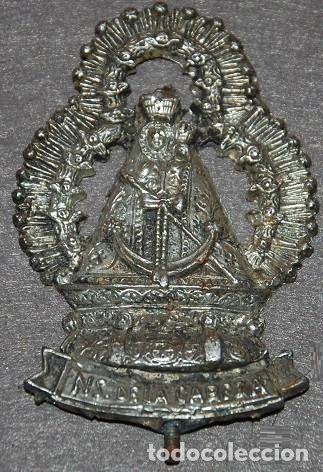 Antig&uuml;edades: APLIQUE DE METAL VIRGEN DE LA CABEZA - Foto 1