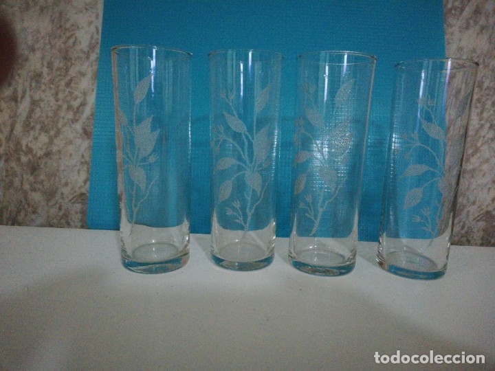 Antiques: 4 VASOS DE TUBO CON DIBUJO