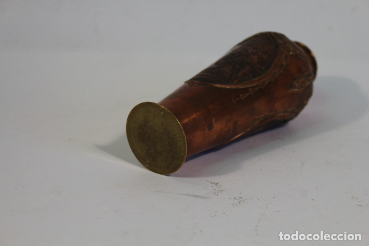 Antig&uuml;edades: jarr&oacute;n violetero antiguo en cobre y bronce - Foto 3