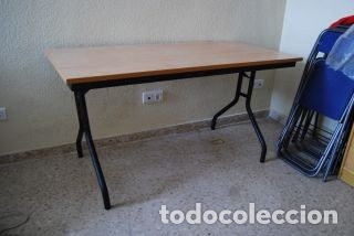 Antig&uuml;edades: Mesa rectangular plegable de metal y madera - Foto 1