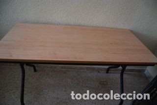 Antig&uuml;edades: Mesa rectangular plegable de metal y madera - Foto 2