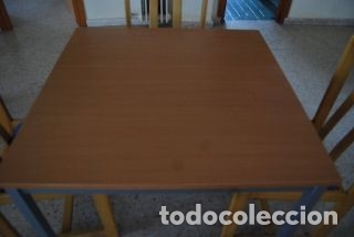 Antig&uuml;edades: Mesa rectangular plegable de metal y madera - Foto 3