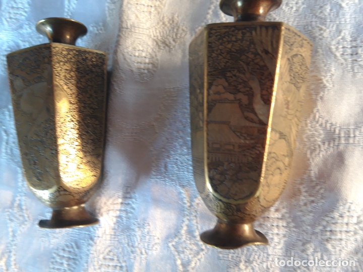 Antig&uuml;edades: Jarrones bronce japoneses peque&ntilde;os - Foto 1