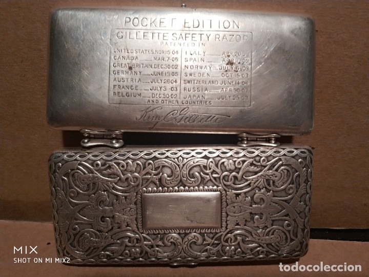 Antig&uuml;edades: ESTUCHE DE AFEITAR GILLETTE 1902 PLATA DE LEY - Foto 2