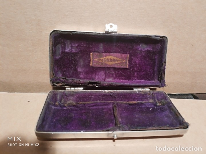 Antig&uuml;edades: ESTUCHE DE AFEITAR GILLETTE 1902 PLATA DE LEY - Foto 3
