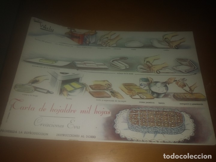Antig&uuml;edades: Ficha receta de cocina creaciones Eva Waly TARTA DE HOJADRE MIL HOJAS